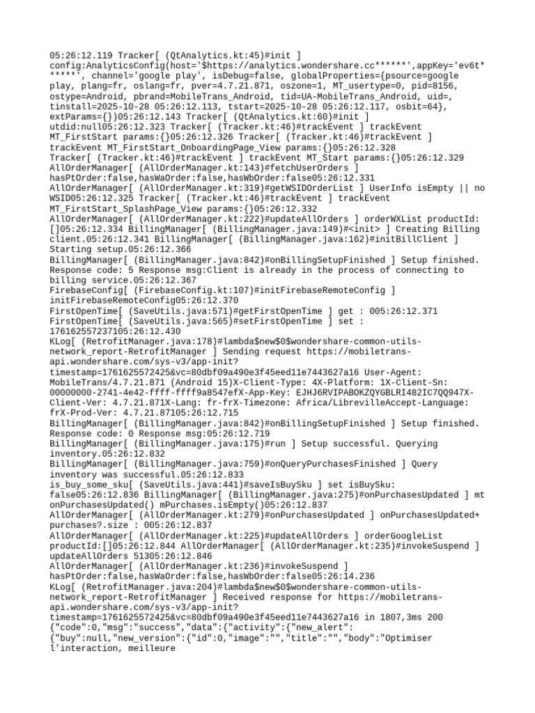 MobileTrans Android Analytics Log | PDF | Software | Computing