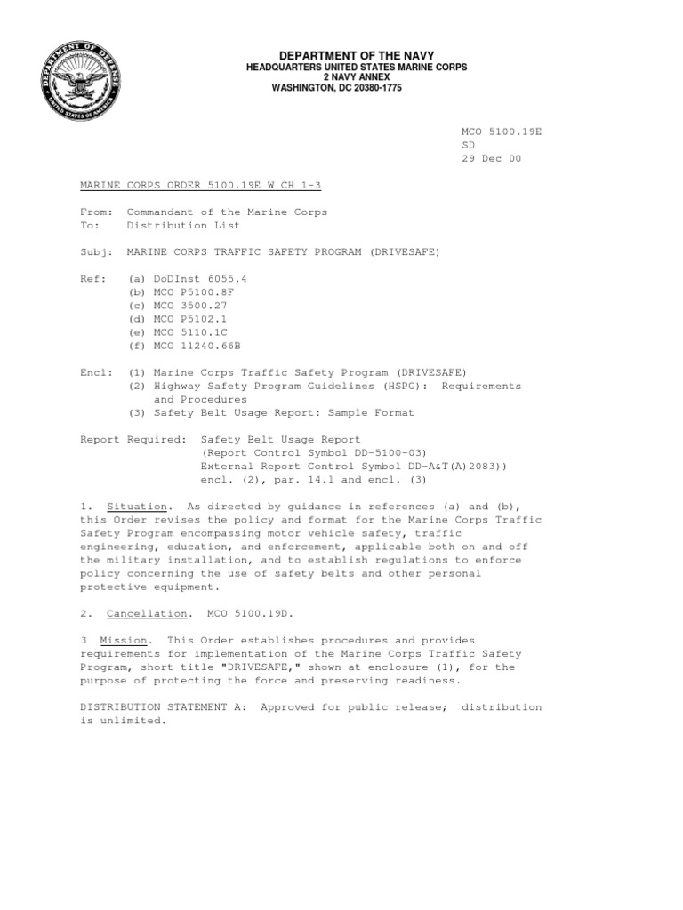 Marine Corps Traffic Safety Program | PDF | Driving Under The Influence ...