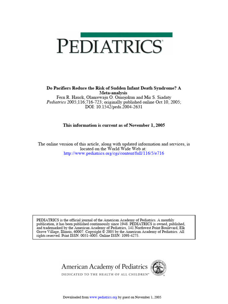 Pacifiers Hauck 2005 Full Text | PDF | Breastfeeding | Human Life Stages
