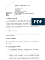 Modelo de Minuta de Audiencia de Juicio en Causa de Divorcio Unilateral Por Cese de Convivencia