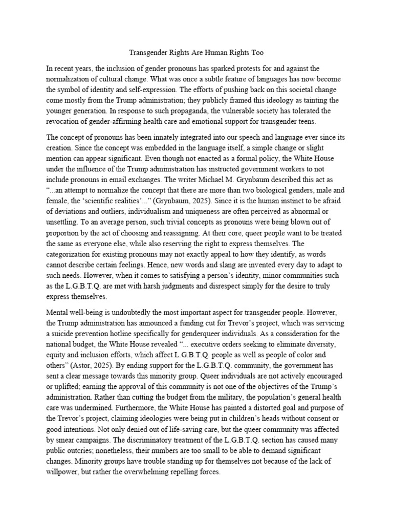 Transgender Rights and Government Discrimination | PDF | Transgender ...