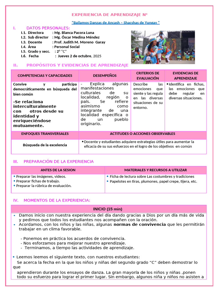 Danzas de Ancash: Aprendizaje y Emociones | PDF | Aprendizaje | Las ...