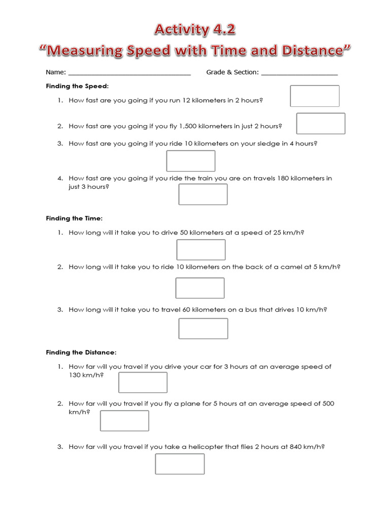 Activity 4.2 Measuring Speed With Time and Distance | PDF