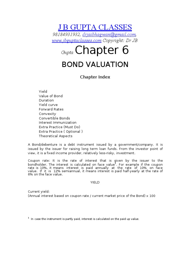 Chapter 6 Bond Valuation Bond Duration Convertible Bond