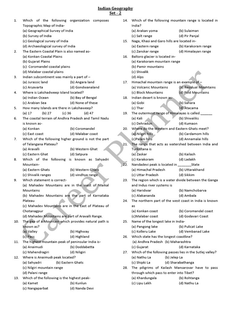 Indan Geography (Set - 2) | PDF | Himalayas | Earth Sciences