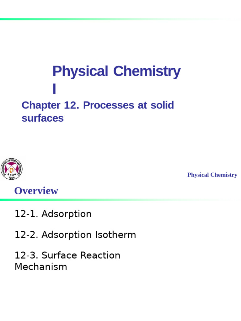 Adsorption and Surface Reactions in Chemistry | PDF | Adsorption ...