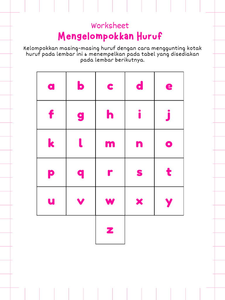 Worksheet Mengelompokkan Huruf | PDF