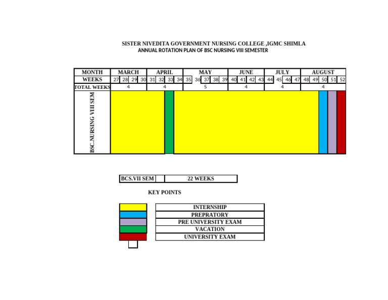 BSc Nursing VIII Semester Rotation Plan | PDF