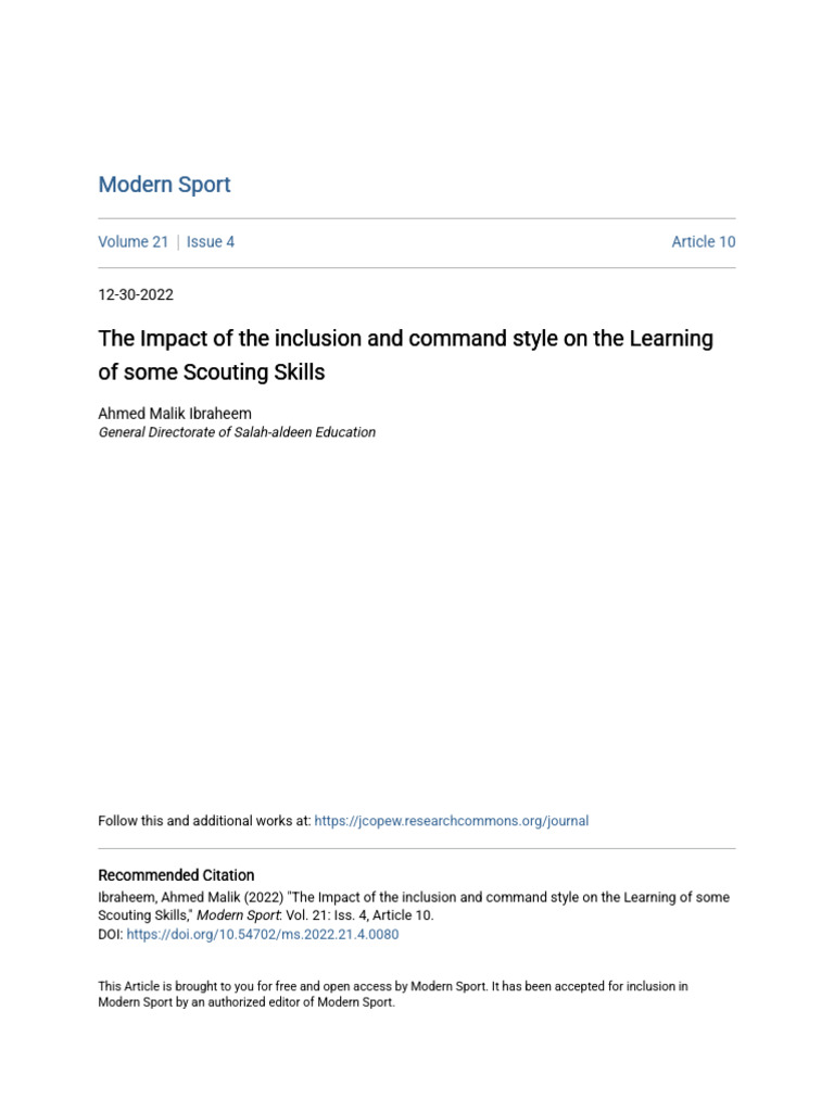 The Impact of The Inclusion and Command Style On The Learning of | PDF