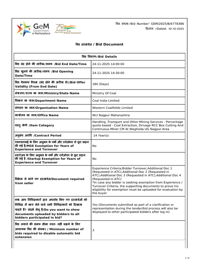 Coal Mining Services Bid Details | PDF | Auction | Procurement