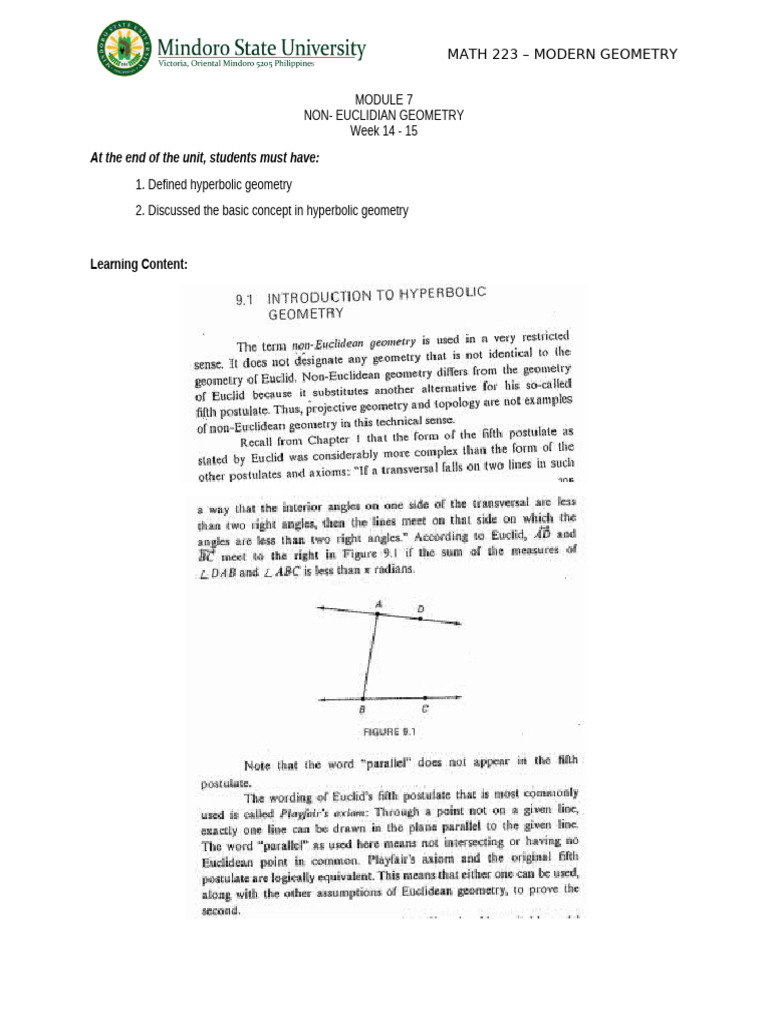 Module 7 Non Euclidian Geometry Week 14 15 | PDF