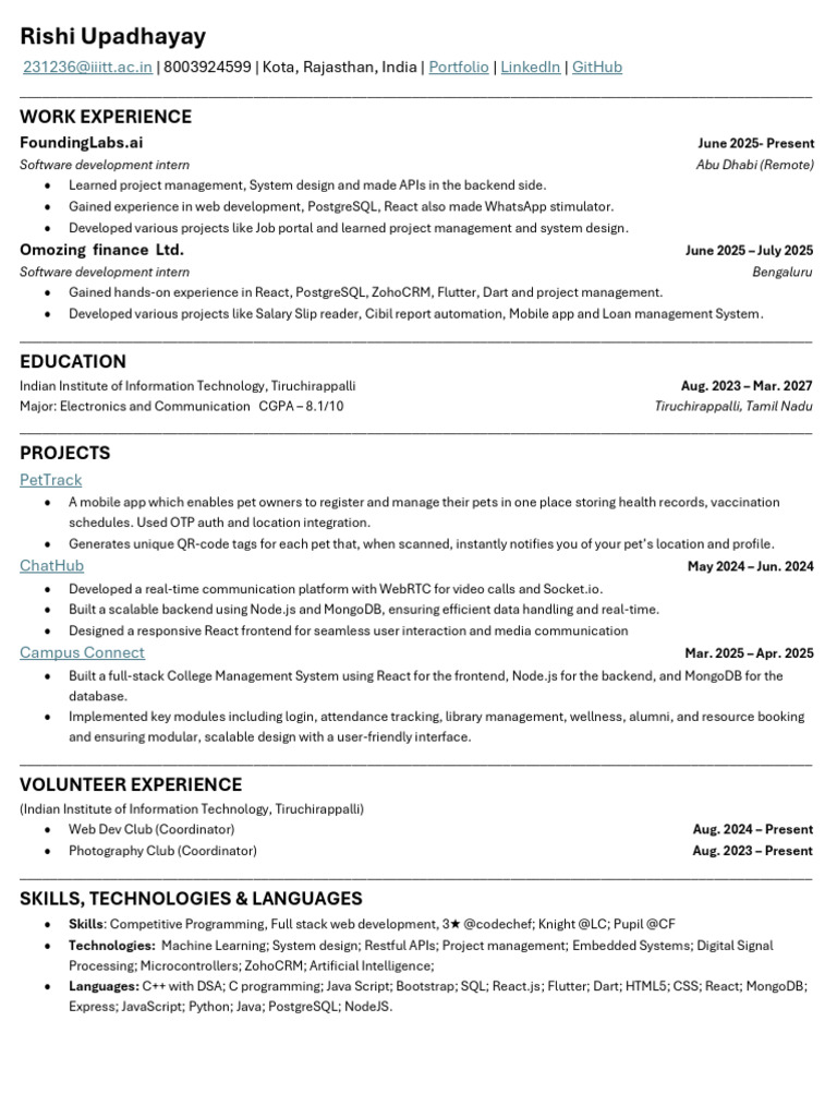 Rishi Upadhayay: Software Developer Portfolio | PDF | Web Development ...