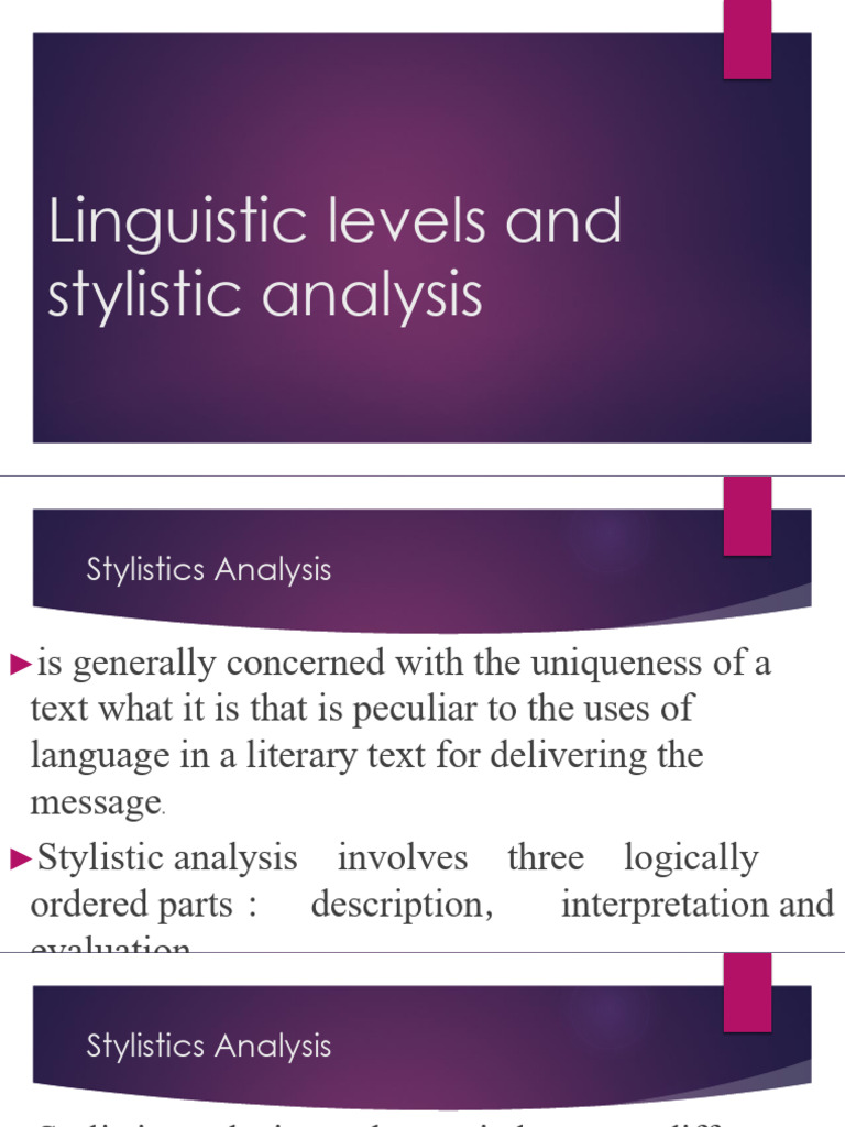 Stylistic Analysis: Linguistic Levels Explained | PDF | Linguistics ...