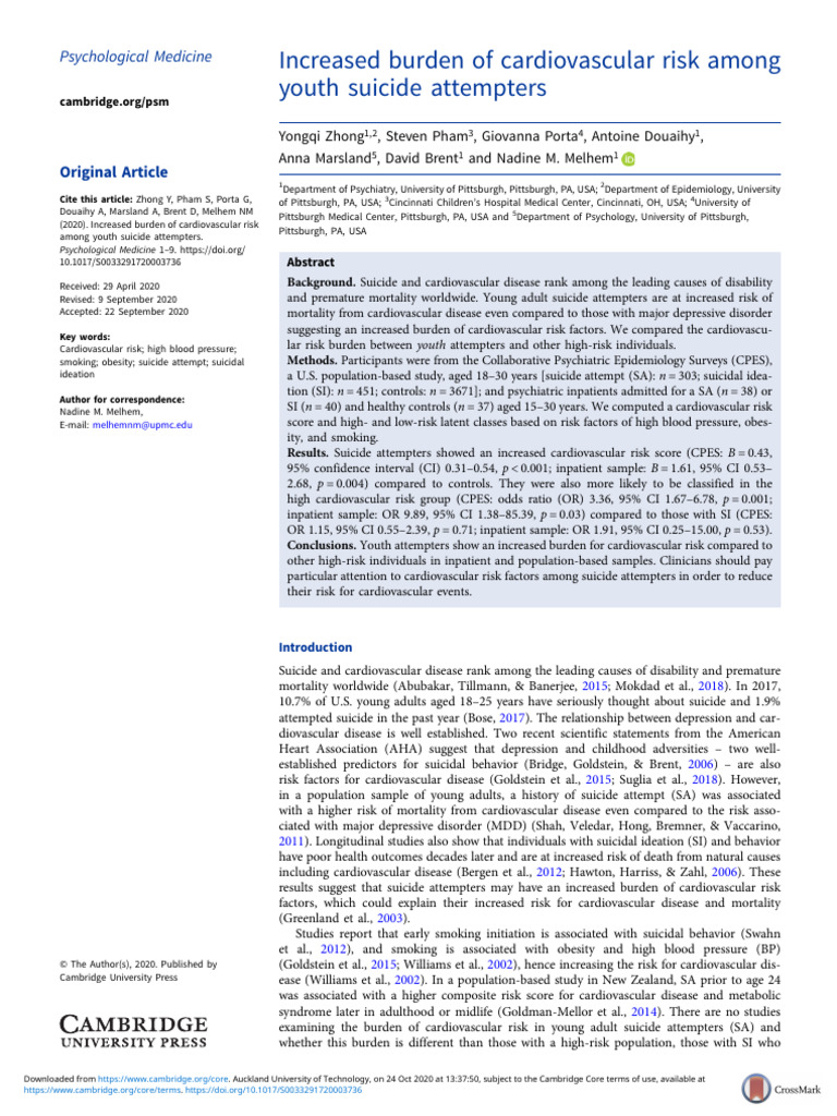 20 - Increased Burden of Cardiovascular Risk Among - Zhong | PDF ...