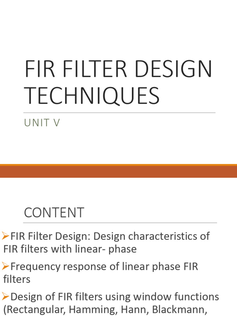 FIR Filter Design Techniques Overview | PDF | Electronics | Filtration