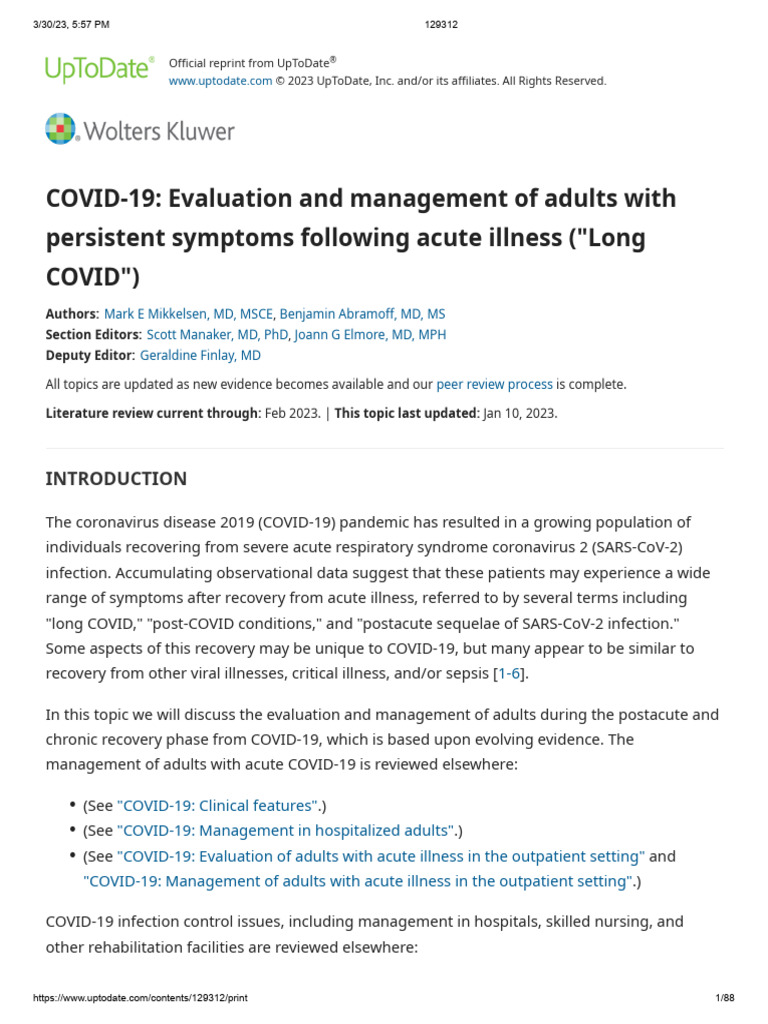 Long COVID: Evaluation and Management Guide | PDF | Diseases And ...