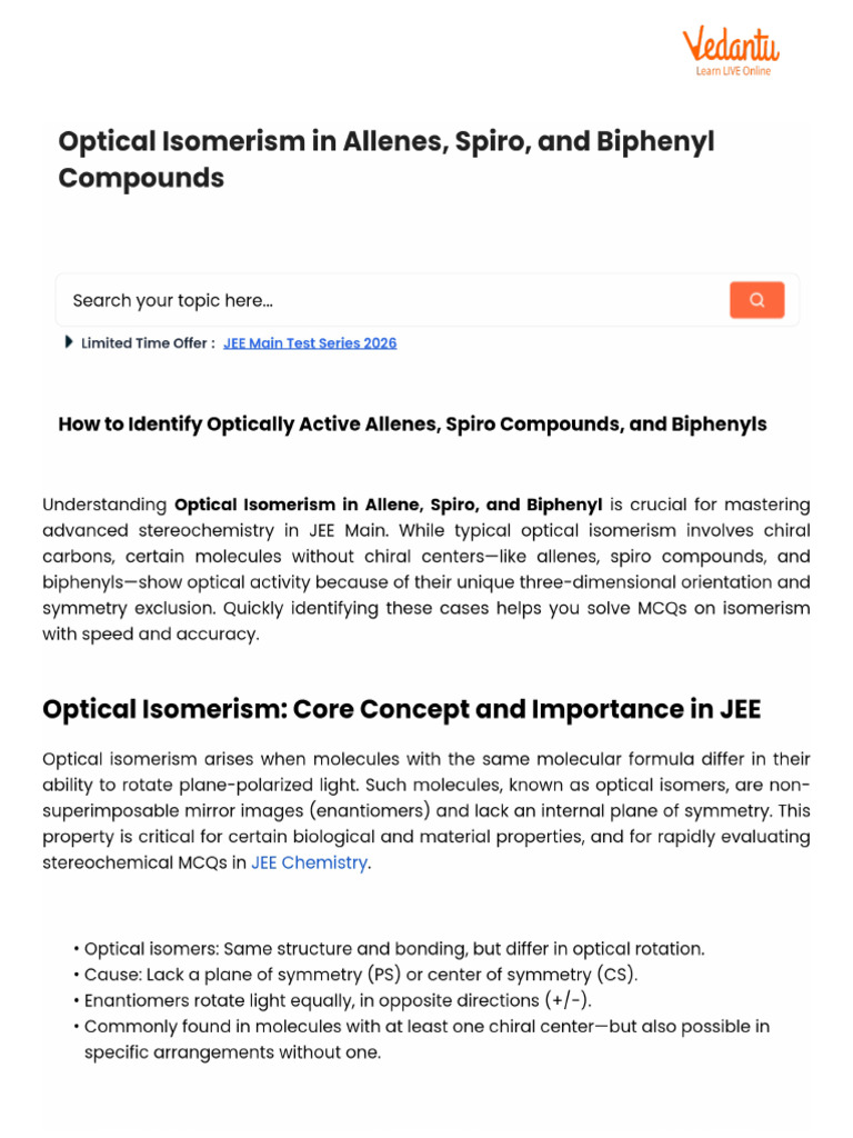 Optical Isomerism in Allenes, Spiro, and Biphenyl Compounds | PDF