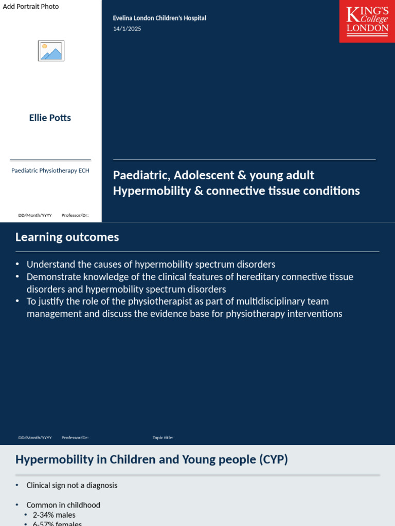 KCL BSC Physio - Paeds Hypermobility Jan 2024 | PDF | Clinical Medicine ...