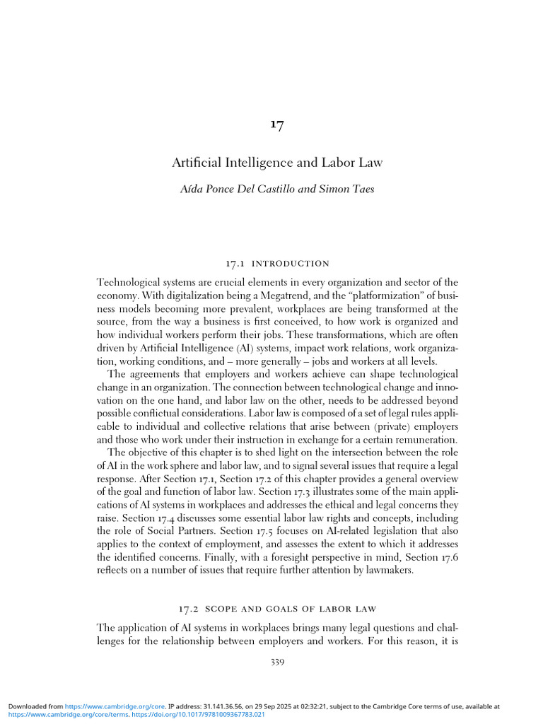 Artificial Intelligence and Labor Law | PDF | Artificial Intelligence ...
