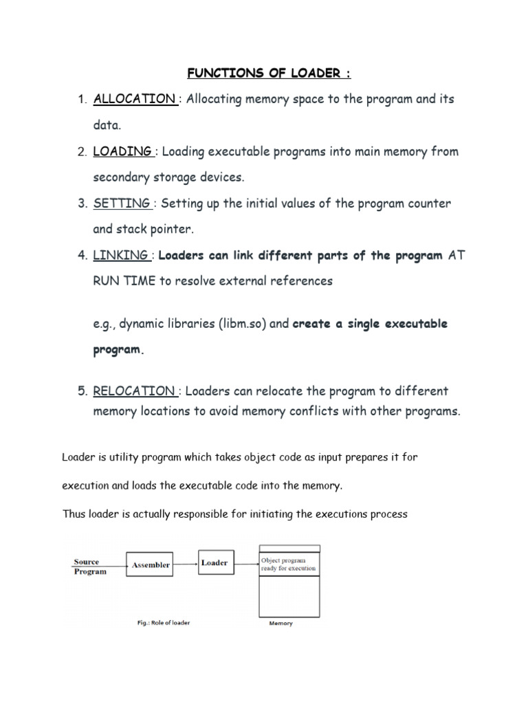 Functions of Loader | PDF