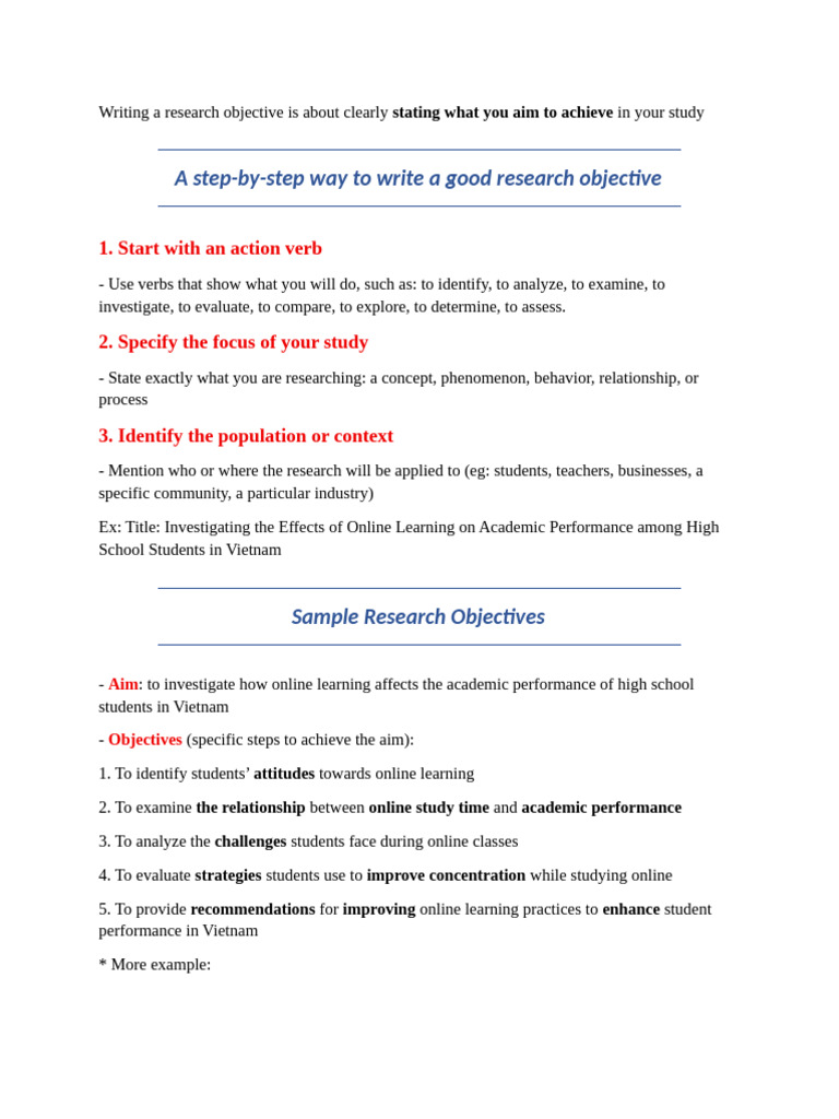 How to Write Effective Research Objectives | PDF | Motivation ...