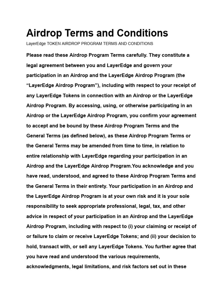 LayerEdge Airdrop Program Terms | PDF | Indemnity | Computer Security