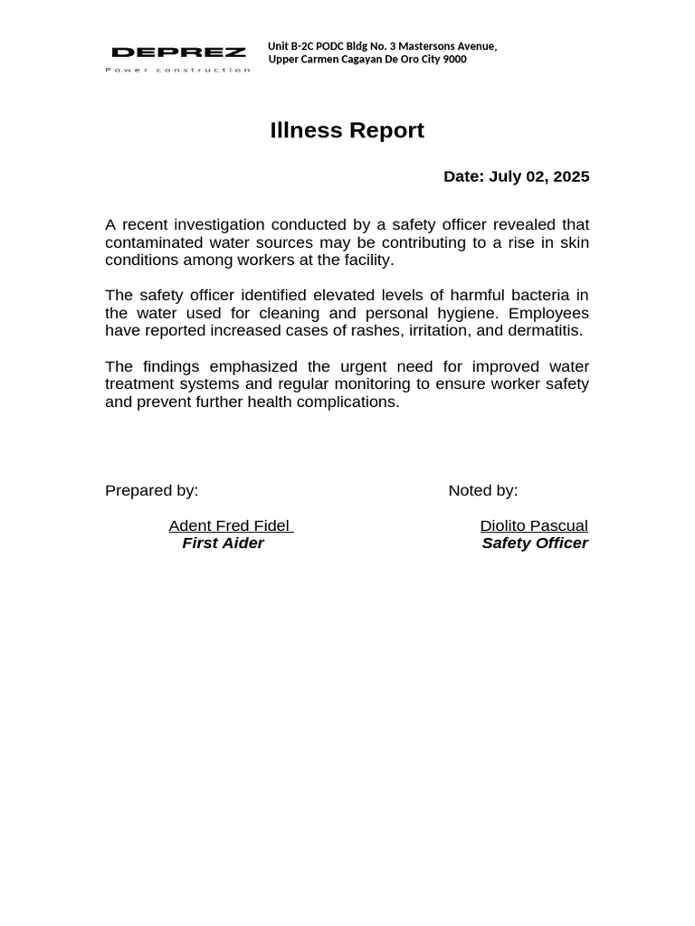 Illness Report | PDF
