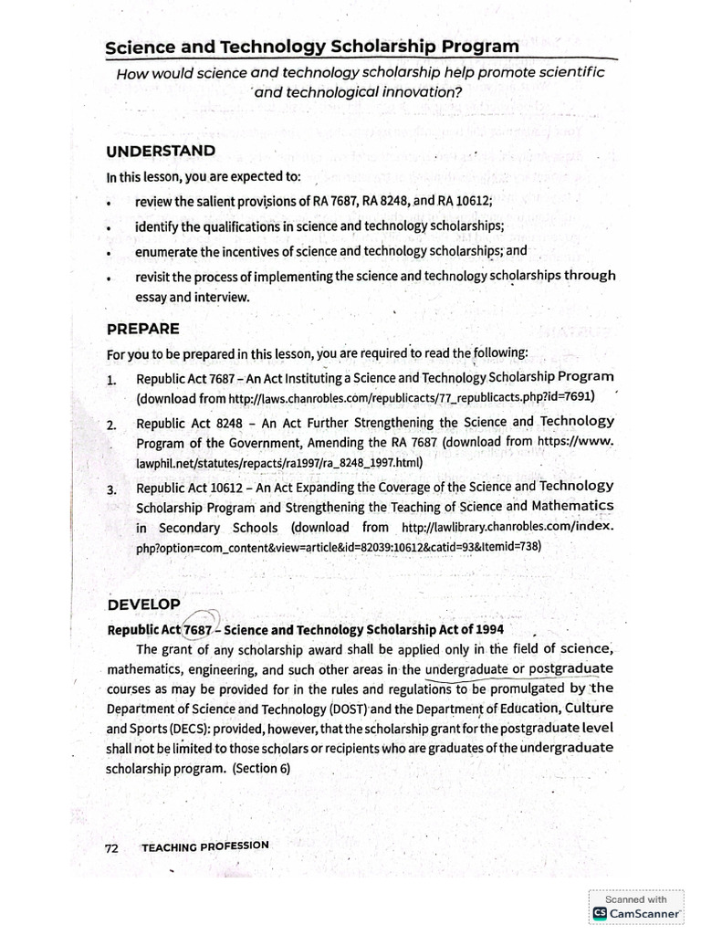 Science and Technology Scholarship Progr | PDF