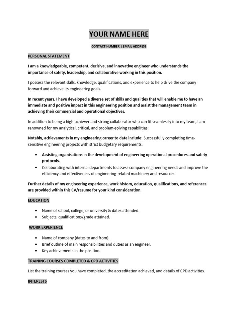 Engineer CV 1213 | PDF