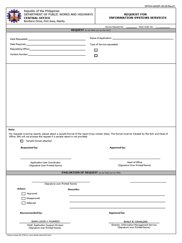 Request for IT Services Form DPWH | PDF | Computing | Information ...