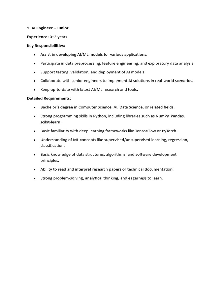 AI Engineer Junior JD | PDF