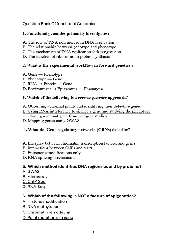 Functional Genomics Question Bank | PDF | Gene Expression | Epigenetics