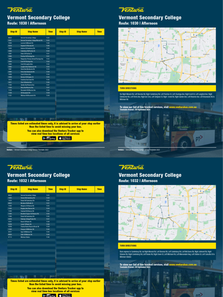 Vermont Secondary College Bus Timetable | PDF