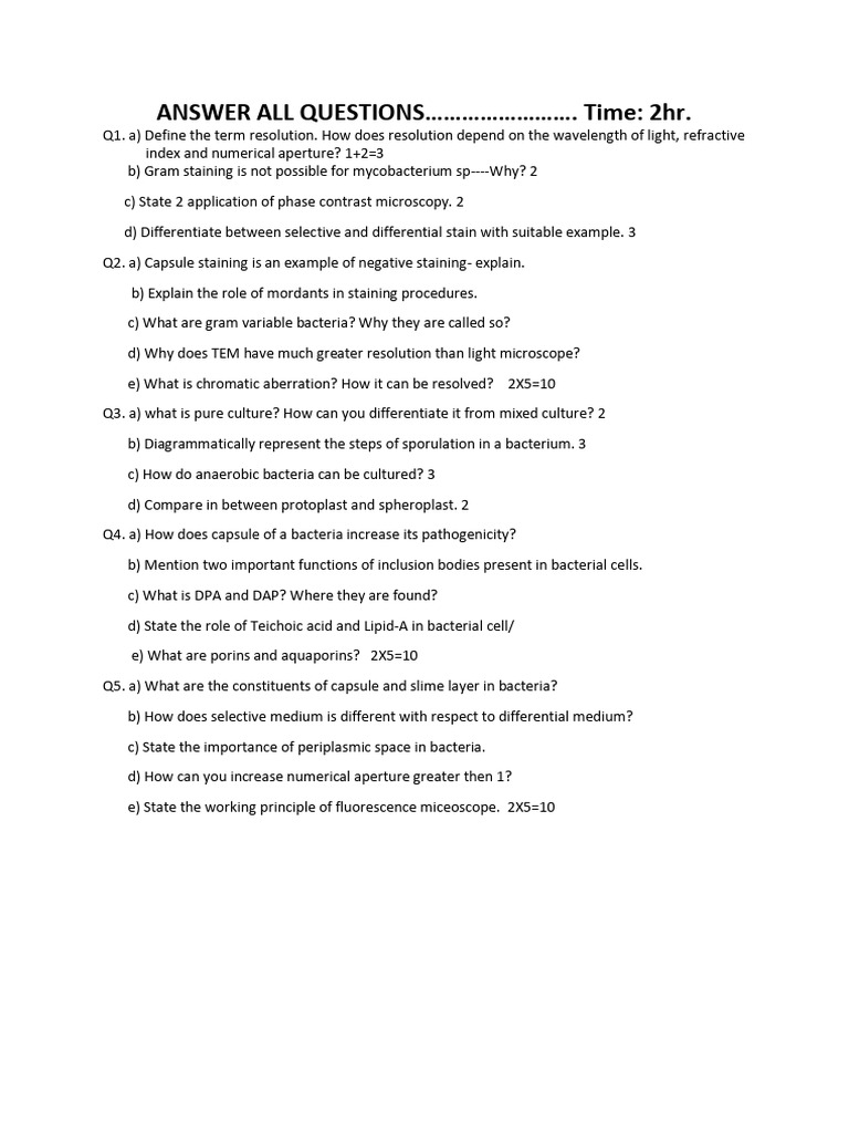 Microbiology Exam: Staining & Culture Techniques | PDF