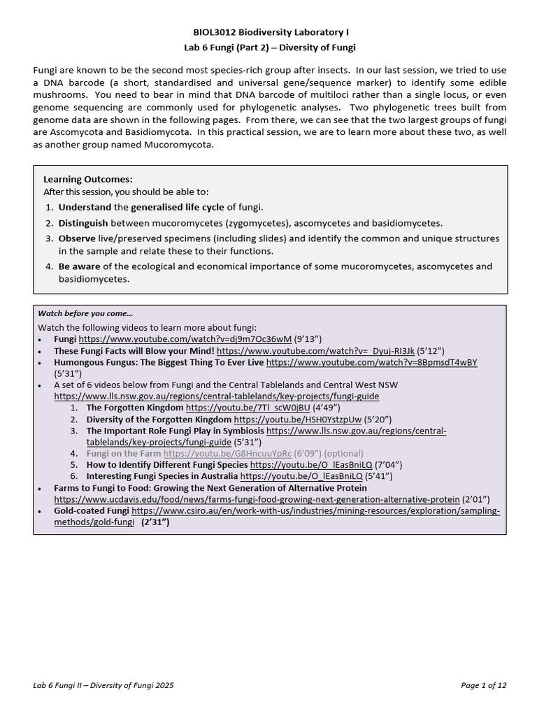 Manual-6 (Revised 20251009) | PDF | Fungus | Spore