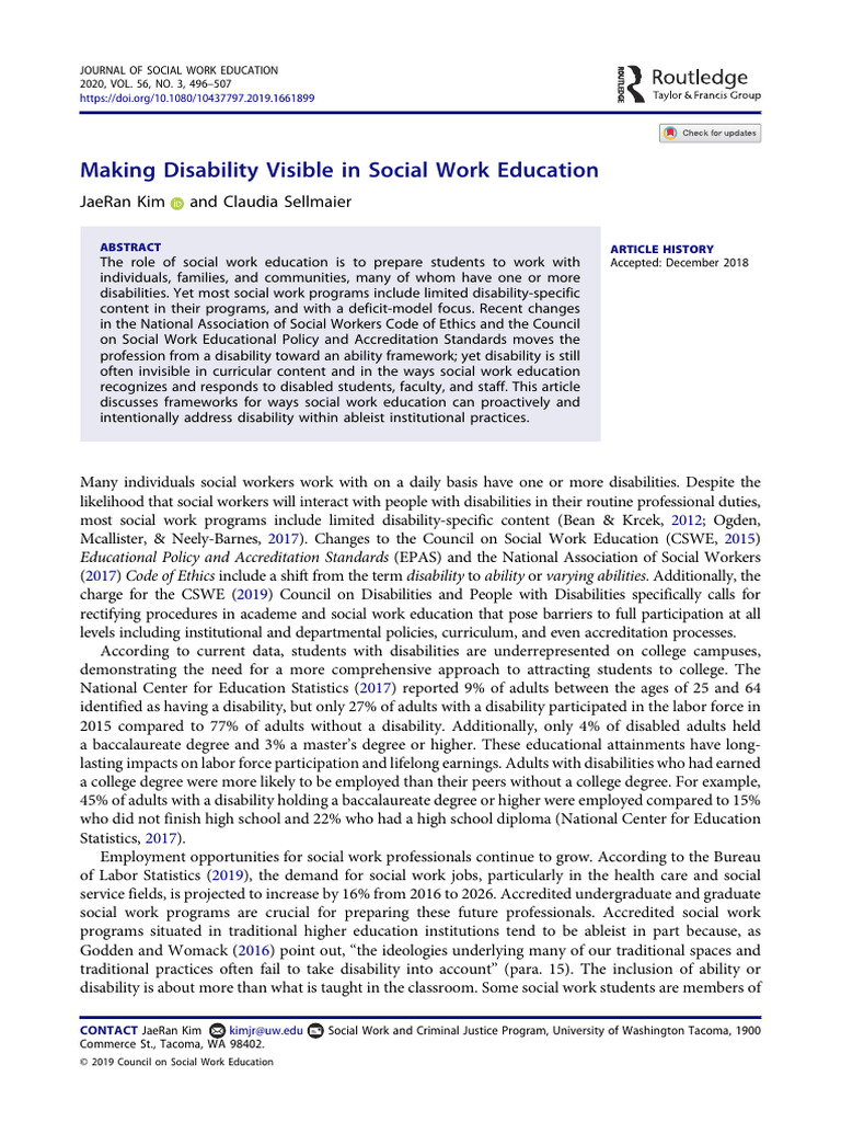 Disability Inclusion in Social Work Education | PDF | Disability ...