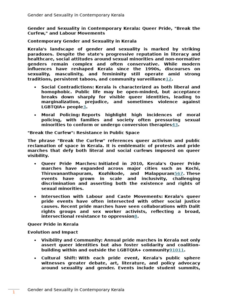 Gender and Sexuality in Contemporary Kerala | PDF | Intersectionality ...