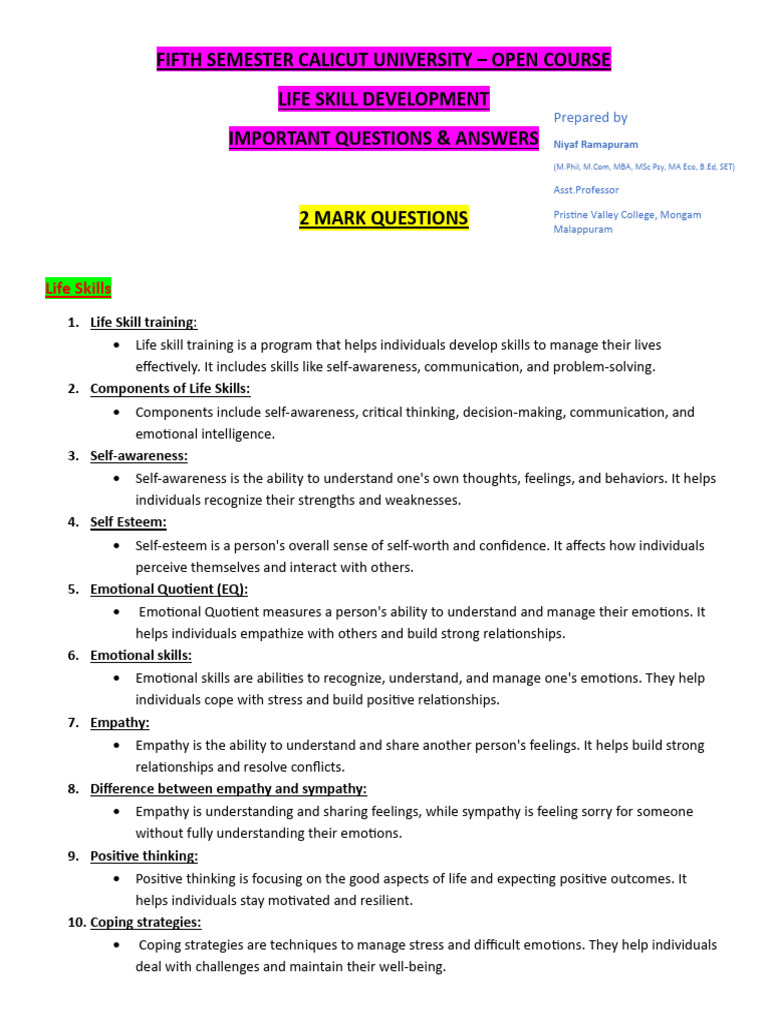 Life Skill Development | PDF | Empathy | Thought