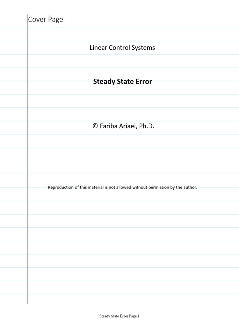 Understanding Steady State Error in Control Systems | PDF | Feedback ...