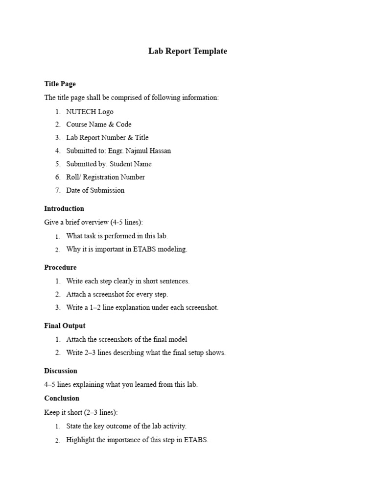 ETABS Lab Report Template Guide | PDF