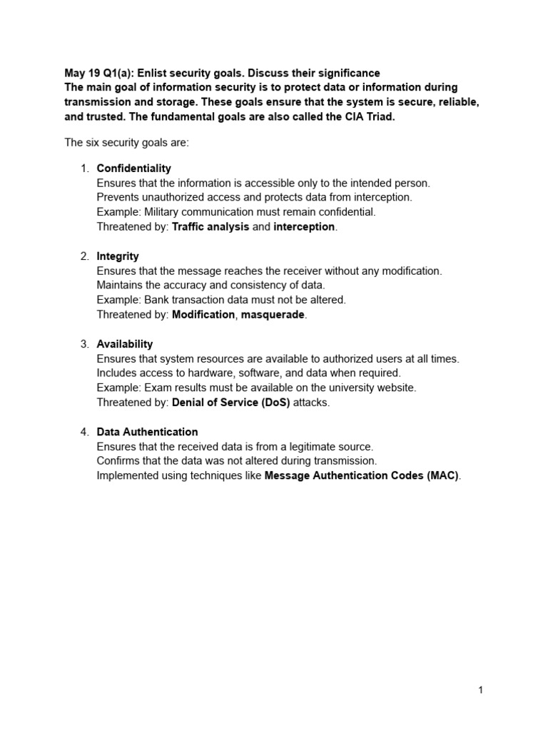 Security Goals in Cybersecurity | PDF | Public Key Cryptography ...