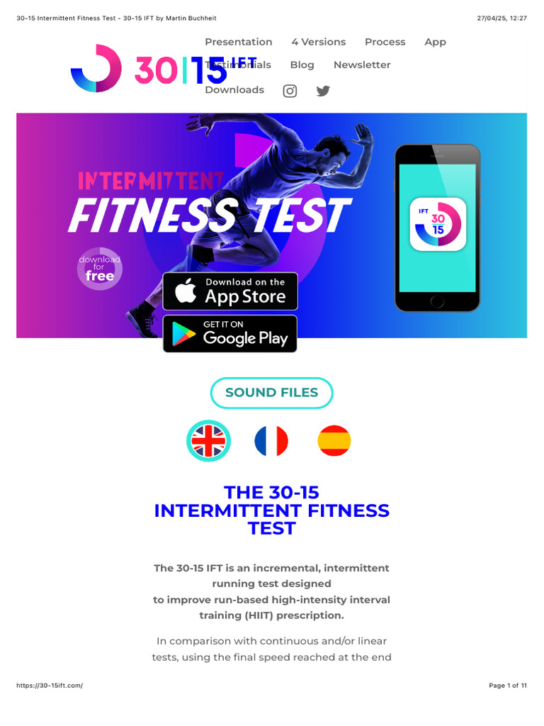30-15 Intermittent Fitness Test Overview | PDF | High Intensity ...