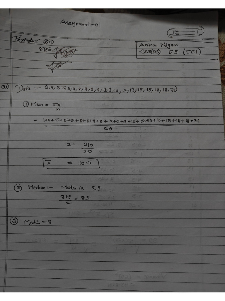 Assignment 1 Statistics | PDF