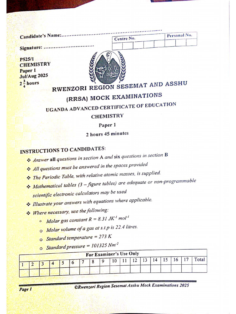 Rrsa Uace Chem1 2025 | PDF