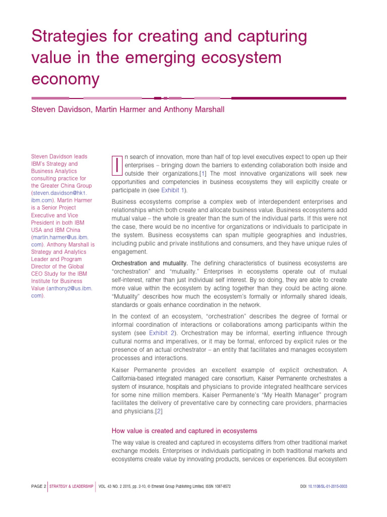 How to Create Value in Business Ecosystems | PDF | Ecosystem | Brand