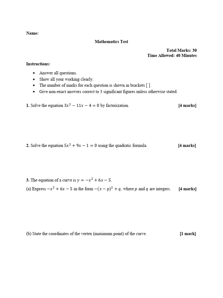 Add Maths Test O Level 2 October | PDF