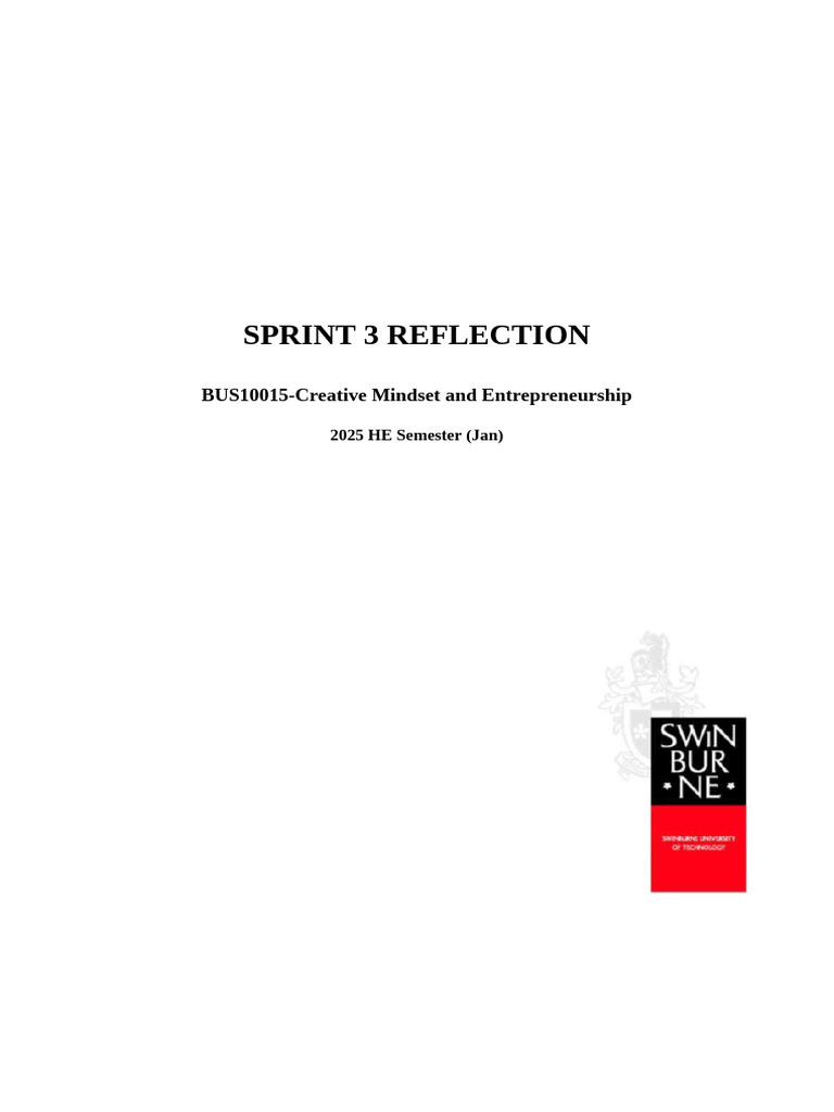 Sprint 3 Reflection | PDF | Creativity | Critical Thinking