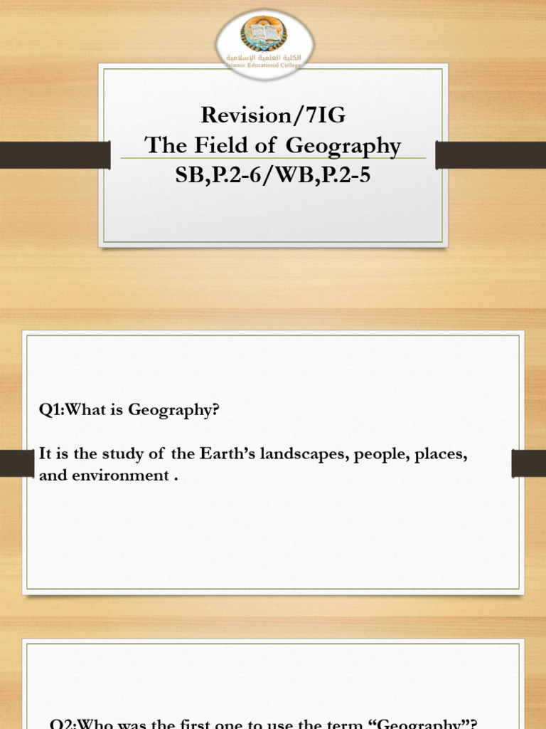 7h Grade Revision Term 1 the Field of Geography | PDF