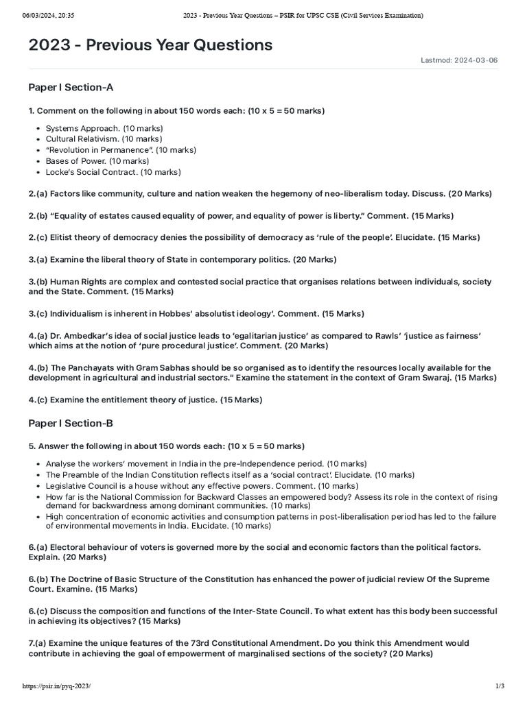Pyq 2023 | PDF | Egalitarianism | Justice