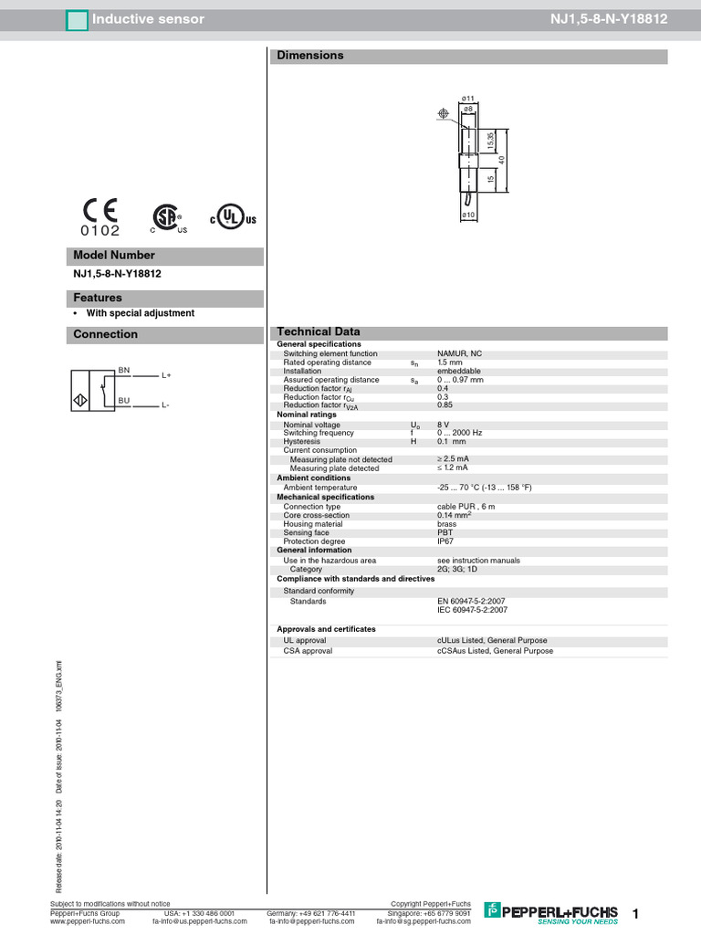 Dimensions: NJ1,5-8-N-Y18812 | PDF | Electrical Engineering | Electricity